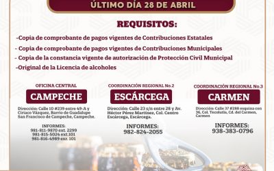 PRÓRROGA PARA EL PAGO DE REVALIDACIÓN DE LICENCIAS PARA LA VENTA O DISTRIBUCIÓN DE BEBIDAS ALCOHÓLICAS