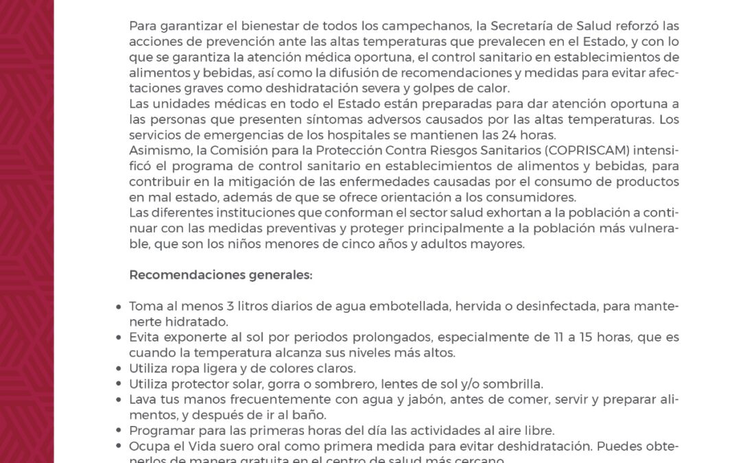 COMUNICADO DE LA SECRETARÍA DE SALUD