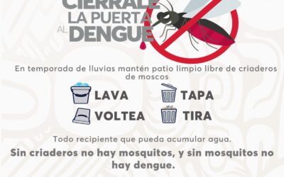 EXHORTA LA SECRETARÍA DE SALUD A CERRARLE LA PUERTA AL DENGUE
